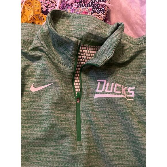 Nike Women's Heathered Green 1/4 Zip Pullover Active Wear Sweatshirt Size L Oreg - Picture 11 of 16